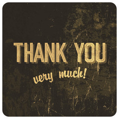 Thank you words on grunge background. Vector