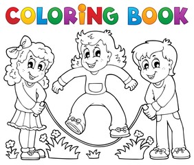 Kleurboek kinderen spelen thema 1