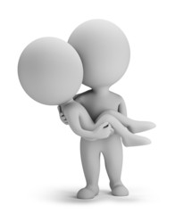 3d small people - girl in her arms