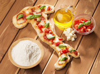 Pizza in the shape of Italy