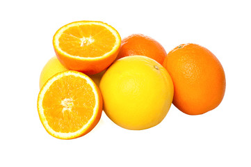 Sliced oranges and grapefruits