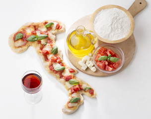 Pizza in the shape of Italy