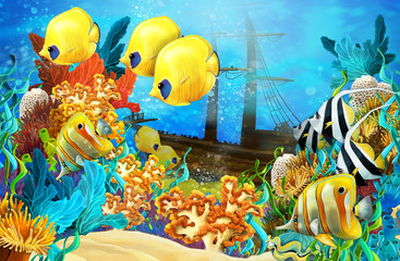 Naklejka na ściany i meble The coral reef - illustration for the children