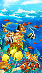 Naklejka na ściany i meble The coral reef - illustration for the children