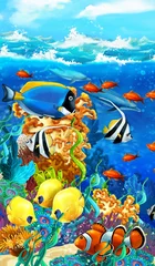 Crédence de cuisine en verre imprimé Sous-marin La barrière de corail - illustration pour les enfants