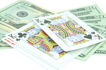 four kings with dollars on white background