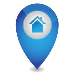 Map pointer with house, vector illustration