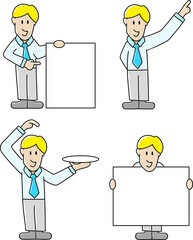 vier Männchen die auf etwas zeigen