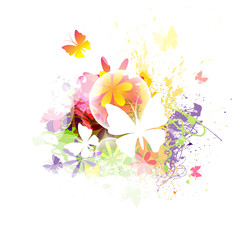 Floral Background with butterfly