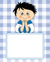 First Communion Invitation Card. Boy