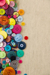 Buttons with copy space on hessian