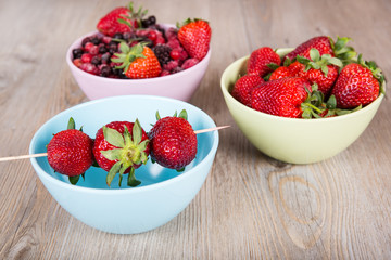 Fresh ripe berries: strawberry, raspberry, blueberry and red cur