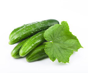 Cucumbers on a white background