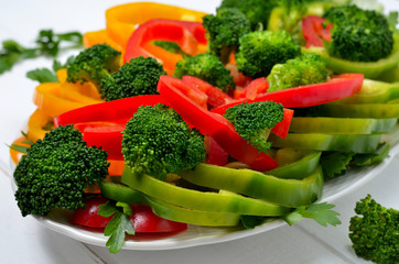 Mixed vegetables with paprika and broccoli