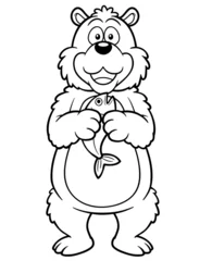 Plaid mouton avec motif Bricolage Illustration vectorielle d& 39 ours de dessin animé - Livre de coloriage