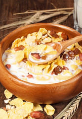 wooden bowl with muesli