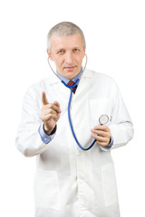 Senior doctor holding stethoscope