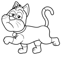Illustration vectorielle de dessin animé de chat - Livre de coloriage