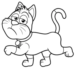 Plaid mouton avec motif Bricolage Illustration vectorielle de dessin animé de chat - Livre de coloriage
