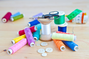 Colorful sewing materials