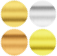 gold, silver and bronze seals or medals isolated with clipping p