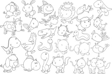 Animal Doodle Vector Illustration Set