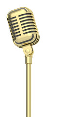 Fototapeta premium golden microphone on a white background