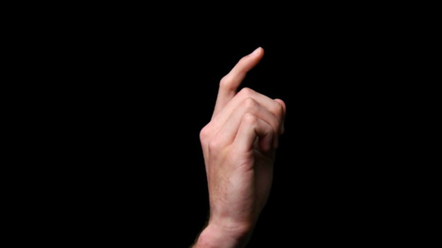 isolated touch screen finger gesture clicking side view