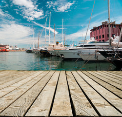 Marina with yachts in Genoa in Italy