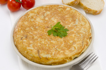 Spanish Cuisine. Spanish Omelette. Tortilla de patatas.