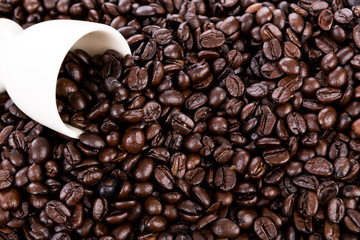 Coffee beans closeup background