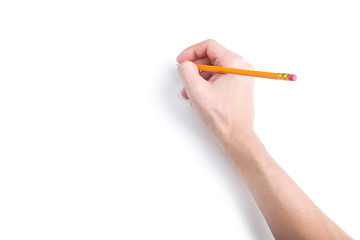 Hand with pencil with copyspace