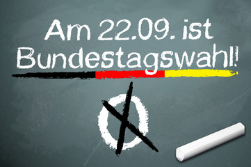 Kreidetafel mit am 22.09. ist Bundestagswahl 2013