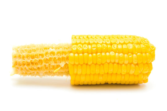 Half Eaten Corn On White