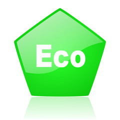 eco green pentagon web glossy icon