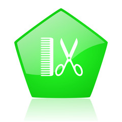 barber green pentagon web glossy icon