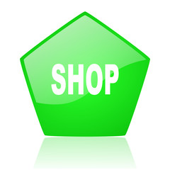 shop green pentagon web glossy icon