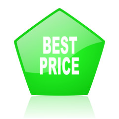 best price green pentagon web glossy icon