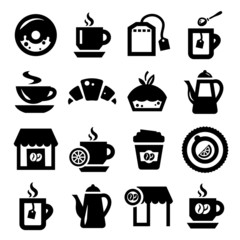 coffee and tea icons set