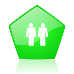 Obraz premium couple green pentagon web glossy icon