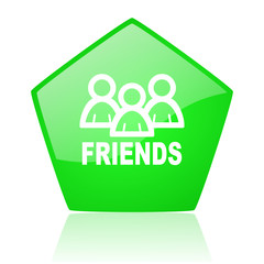 friends green pentagon web glossy icon