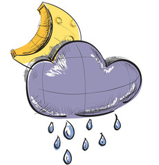 Cloud with rain and moon weather icon