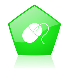 mouse green pentagon web glossy icon