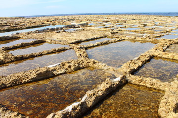 Salt pans in Gozo, Malta