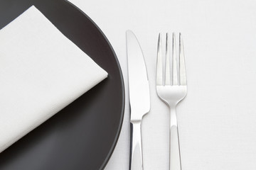 Black and white place setting