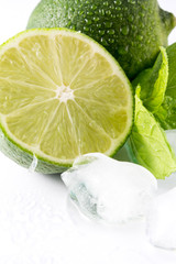 Lime, mint and ice