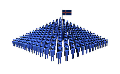 Fototapeta premium Pyramid of abstract people with Iceland flag illustration