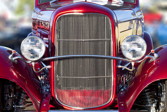 Headlights and Grill of a classic Car