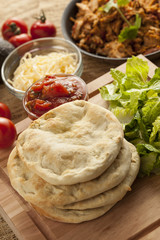 Homemade Mexican Flatbread Taco with meat