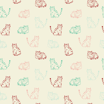 Fototapeta cats seamless pattern